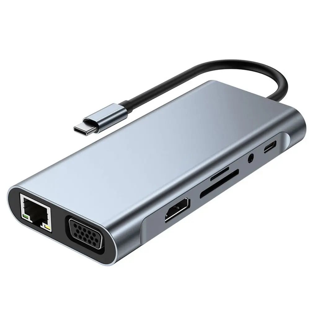 

USB C HUB to HDMI-compatible VGA USB 3.0 USB 2.0 Adapter 11 in 1 USB Type C HUB Dock for MacBook Pro Air PD RJ45 AUX