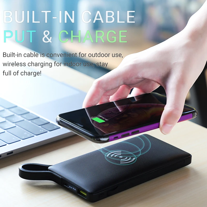 hoco внешний аккумулятор 10000 mah внешняя батарея 5W быстрая беспроводная зарядка QC FCP