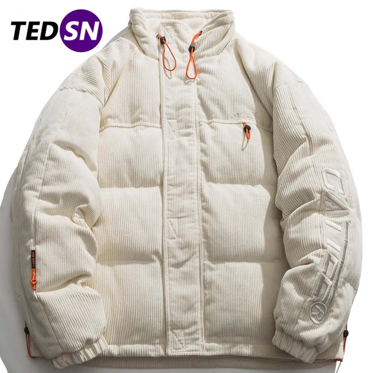 

Однотонная парка TEDSN в стиле оверсайз, зимнее пальто на молнии, пуховик, Вельветовая куртка 2021, мужская и женская толстая верхняя одежда, ули...
