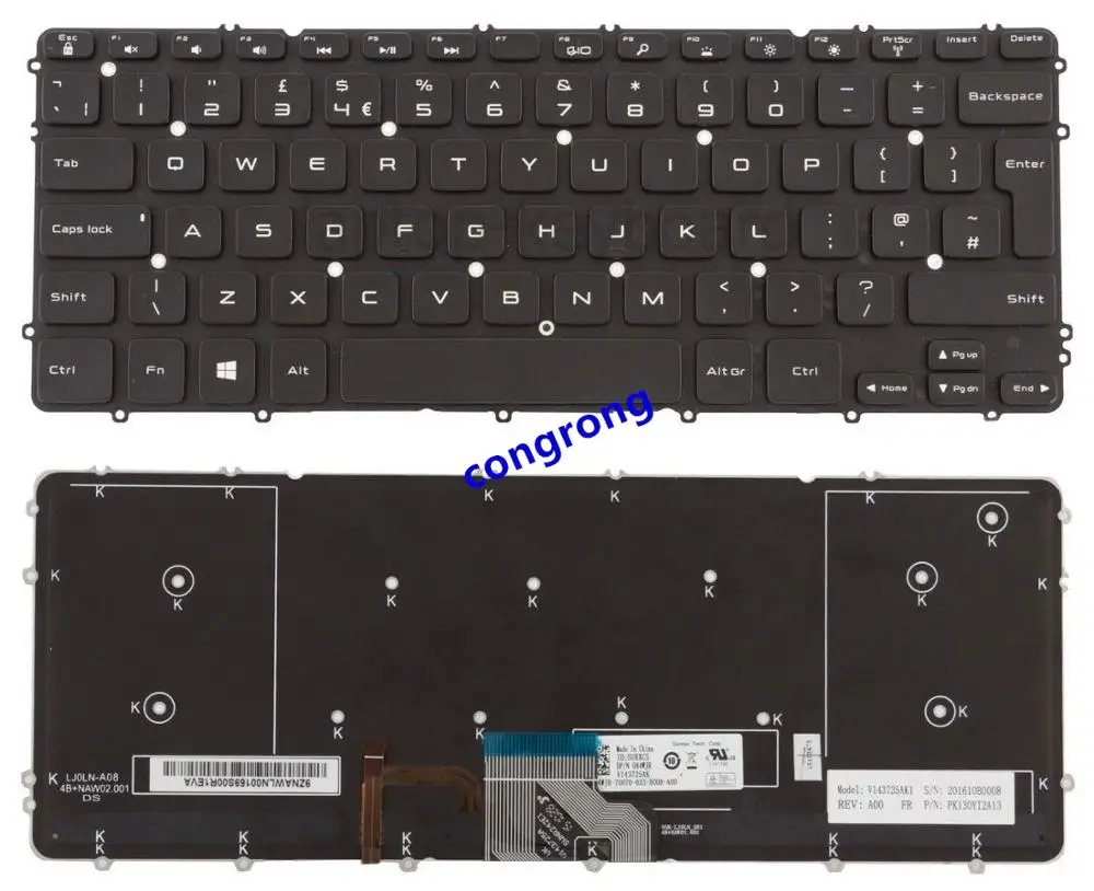 Клавиатура для ноутбука Dell Precision M3800 XPS 15 9530 Турецкая клавиатура с подсветкой 0HYYWM