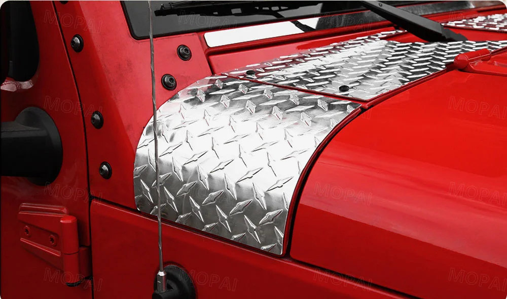 MOPAI Engine Cover Car Stickers for Jeep Wrangler JK 2007- Car Hood Angle Wrap Covers for Jeep JK Wrangler Accessories