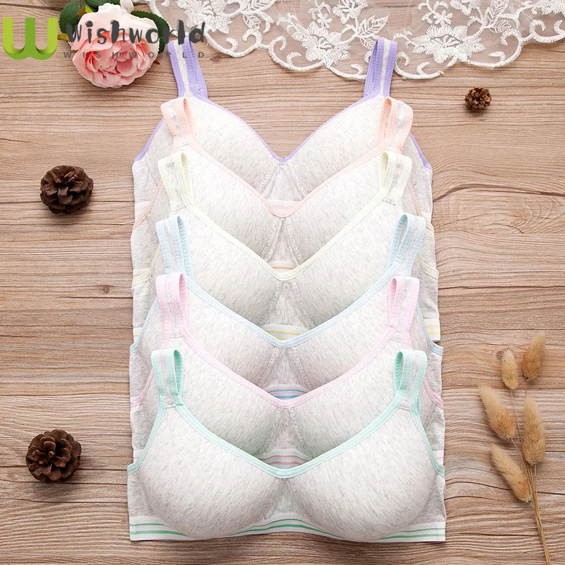 

Pure Cotton Underwear Girl No Rims Bra Cup Bomo Comfortable Small Chest High School Student Development Bra Works Bra Style