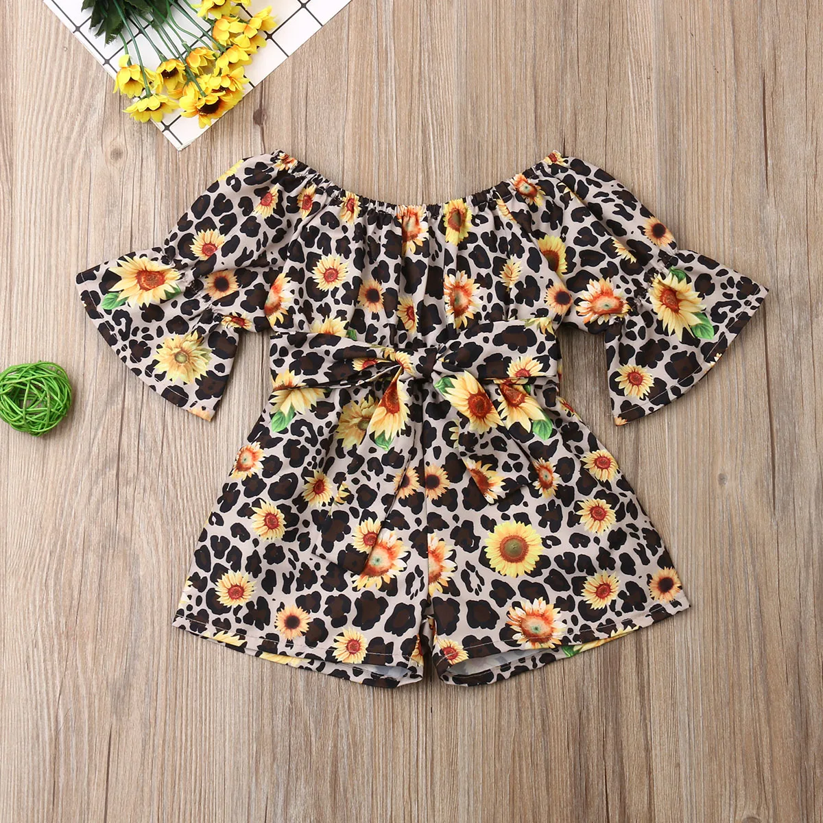 Летний комбинезон с открытыми плечами и рюшами для маленьких девочек От 6 месяцев