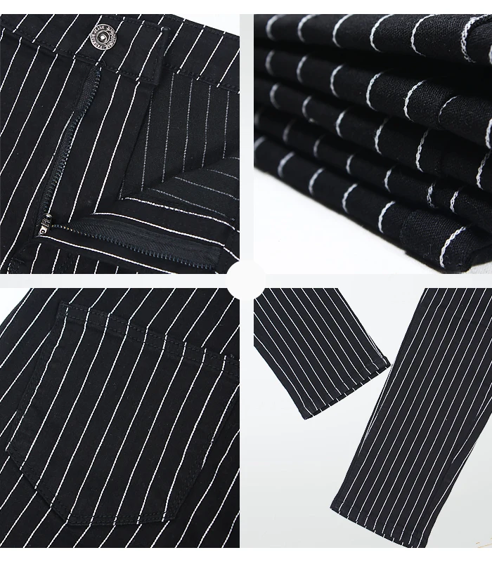 Женские джинсы с высокой талией Youaxon черные эластичные узкие брюки в белую