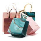 Пакеты для упаковки одежды, простая бумажная сумка-тоут, твердая Подарочная коробка с заклепками, аксессуары для дня рождения и свадьбы, бумажный пакет с мраморным узором