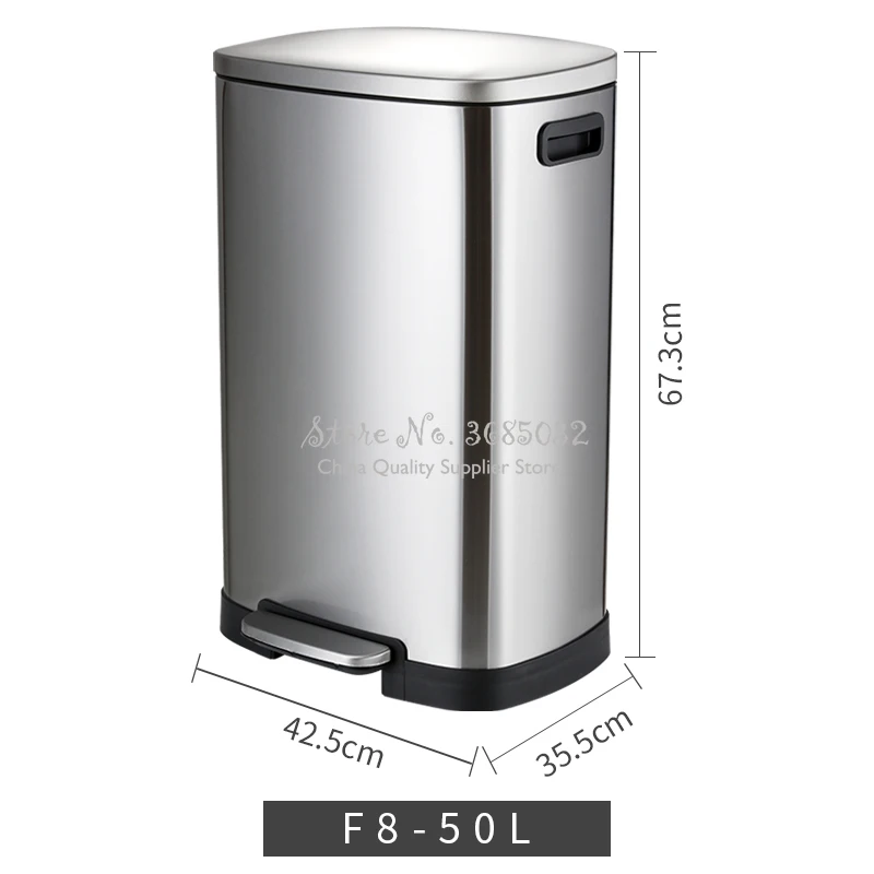 Вместительная мусорная корзина из нержавеющей стали объемом 50 л для дома кухни и