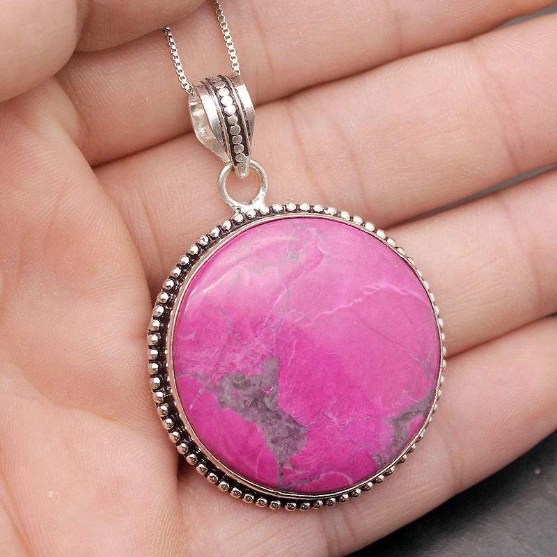 Винтажное колье с круглым кулоном из стерлингового серебра 925 пробы 2 дюйма 1/4 H325 |