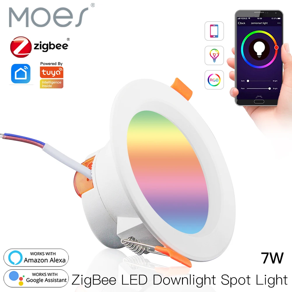 

Moes ZigBee Smart LED Downlight RGB W+C 5W/7W/10W/15W work with Philips Hue SmartThings Alexa Google Home Hub Required