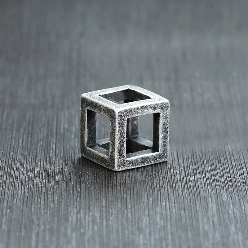 Vintage Pendant Vnox Ретро пустой кубик кулон для мужчин из нержавеющей стали квадратное винтажное ожерелье панковские геометрические колье 2" цепь - Окраска металла: Vintage Pendant