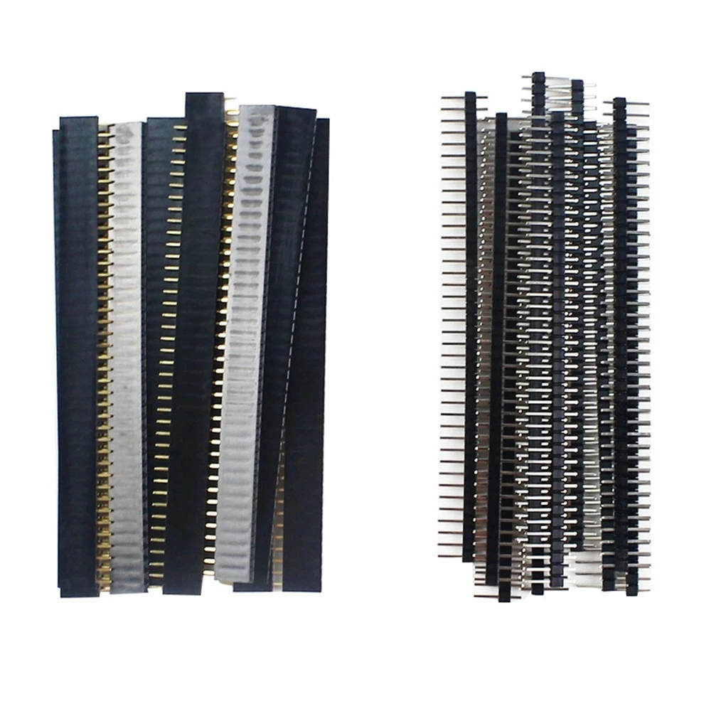 

20pcs 40 Pin 1x40 Single Row Male and Female 2.54 Breakable Pin Header PCB JST Connector Strip for Arduino Black
