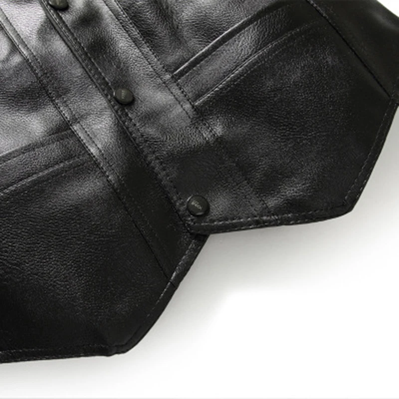 Men PU Leather Fleece Vest Men's Autumn And Winter middle-aged Fashion Loaded Coat Large Size | Мужская одежда