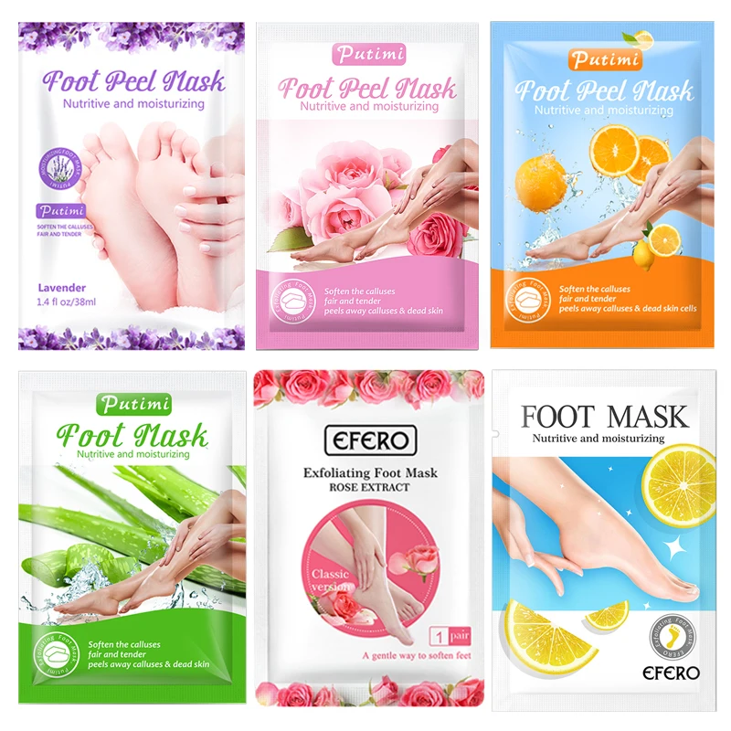 

6Packs Moisturizing Exfoliating Foot Mask for Legs Remove Dead Skin Whitening Tender Foot Peeling Mask Foot Patch Pedicure Socks