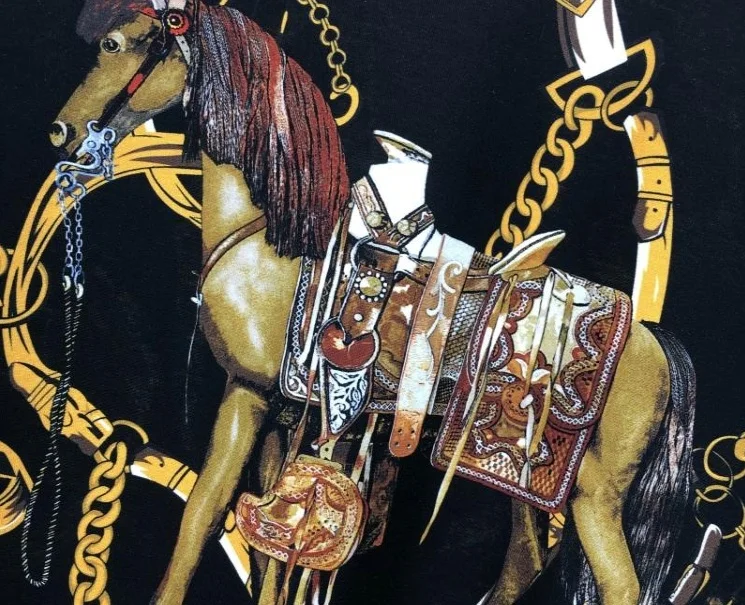 

20ss brand new fashion horse royal gothic punk casual print cotton tee for men