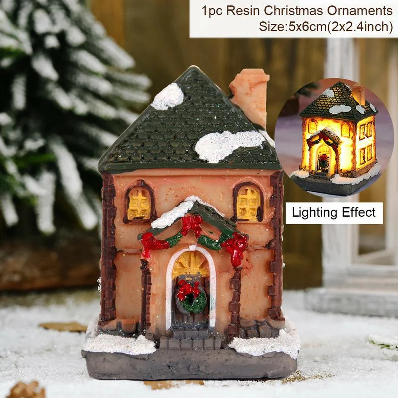 

Christmas Led Light House Resin House Decorations For Home Xmas Gifts Cristmas Ornaments New Year 2022 Natale Navidad Noel