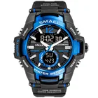 Мужские спортивные аналоговые часы SMAEL, синие кварцевые наручные часы с большим циферблатом, светодиодные часы в стиле милитари