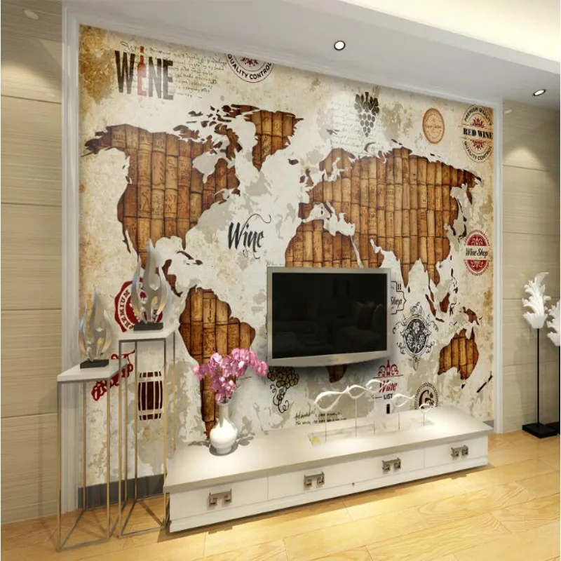 3D обои на заказ в стиле ретро с картой мира Настенные для стен кофейни ресторана