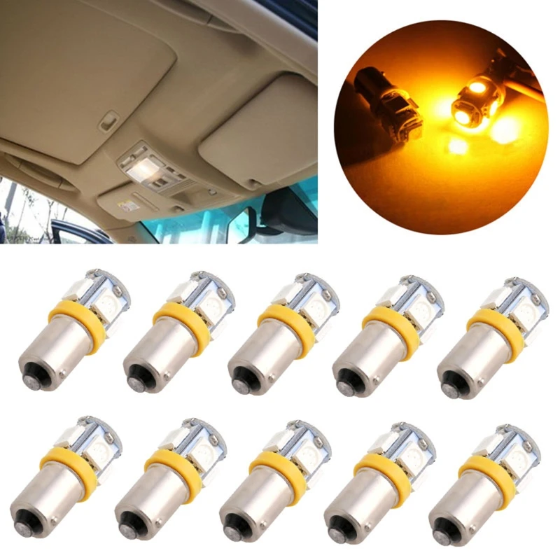 

2021 New 1Pc T11 BA9S 5050 5-SMD LED Bulb Car Lamp 12V T4W 3886X H6W 363 Yellow Light