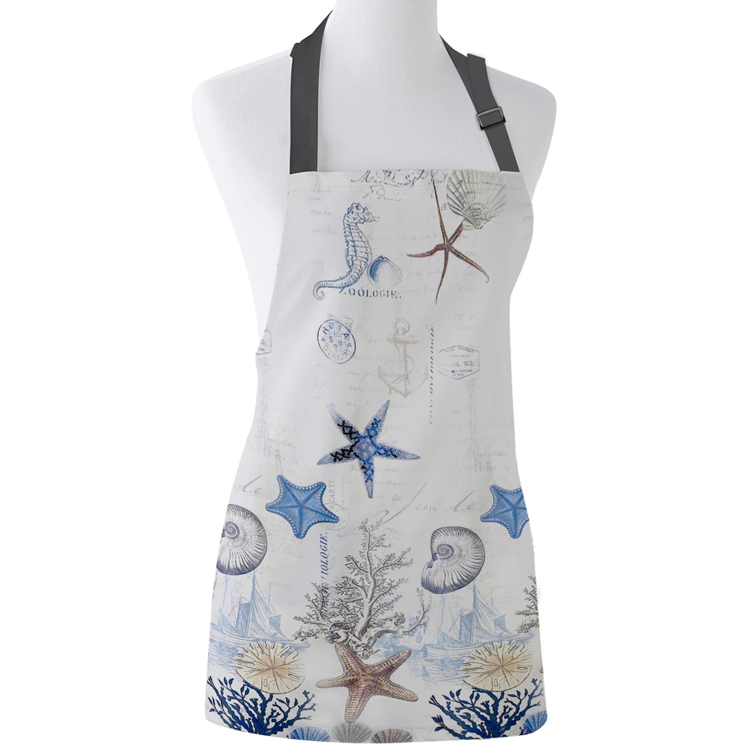

Фартук унисекс с принтом морских звезд, ракушек, кухонный нагрудник с регулируемой шеей для приготовления пищи и садоводства