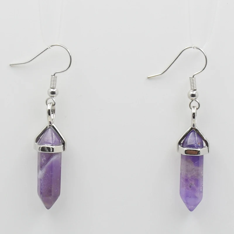 1 пара шестиугольная острым рейки из натурального камня с украшением в виде