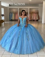charming off the shoulder ball gown beaded 3d flowers quinceanera dress princess sweet 16 15 year girl party dresses