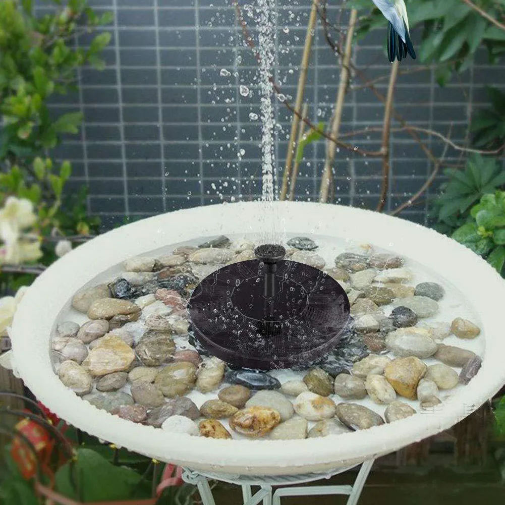 

1set Mini Round 1W Solar Fountain Water Pump Pool Decor Outdoor Landscape Garden Pond Auto Spray Bird Bath Fish Tank 6V Dia 13cm