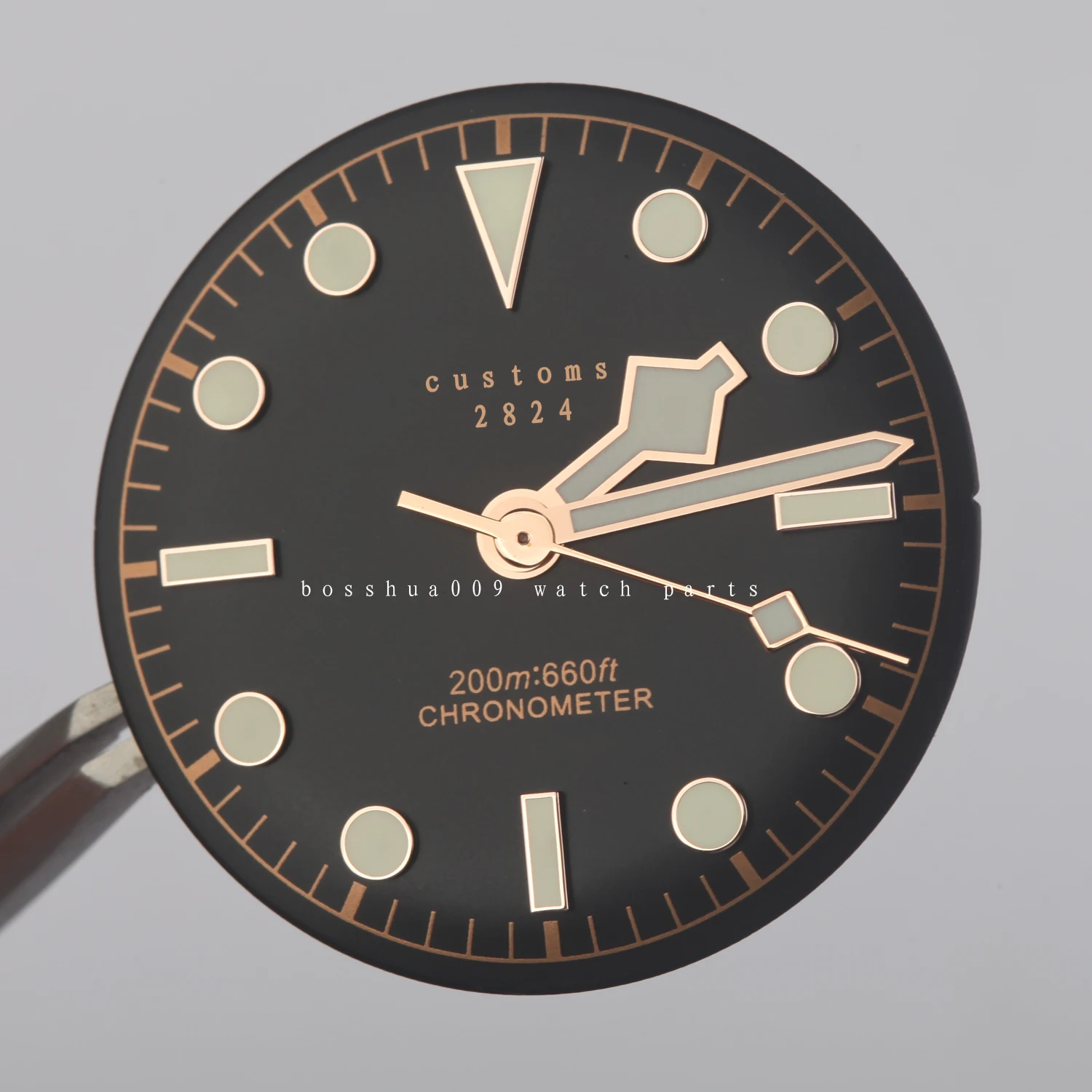 FIT 2824 st 2130 movement dial hands part for replace 79200R 79200B  GREEN LUMINOUS ROSE GOLD 30.5MM