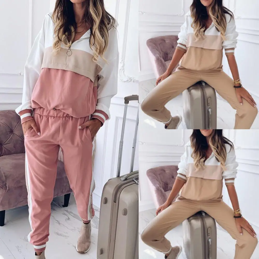 Женский спортивный костюм комплект из 2 предметов со свитшотом и штанами