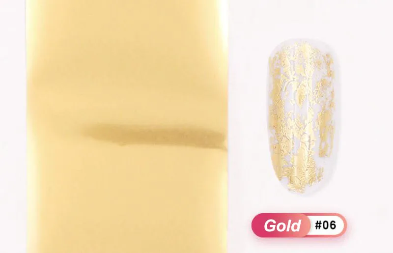 Gold Голографическая цветочная фольга для перевода рисунков на ногти лазерные наклейки для дизайна ногтей наклейки обертывание звездная переливающаяся переводная фольга DIY украшения для ногтей - Цвет: Gold