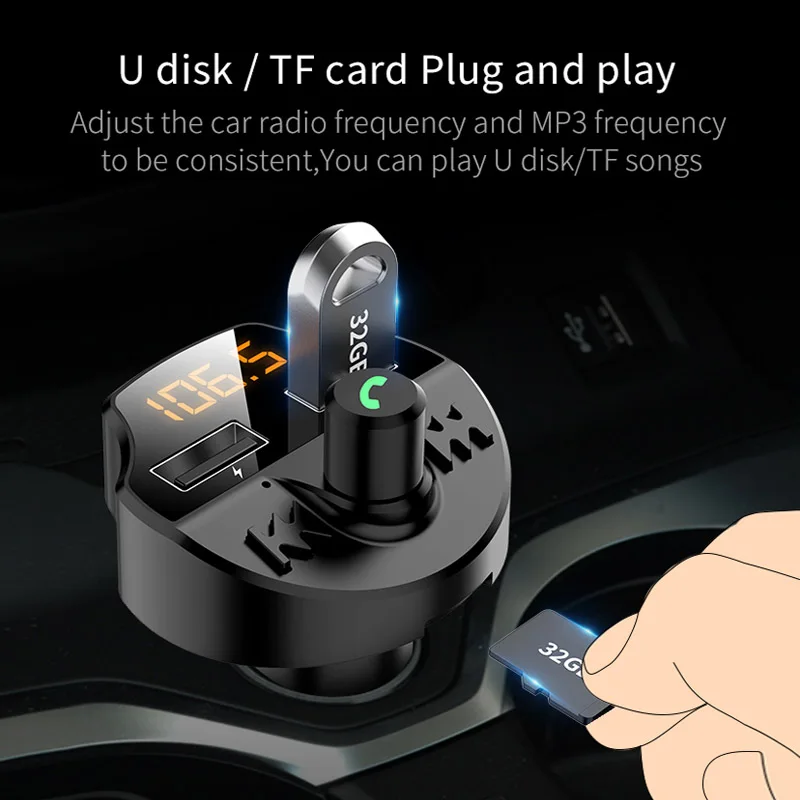 JaJaBor Bluetooth 5 0 автомобильный комплект Handsfree FM передатчик модулятор Hands Free музыка