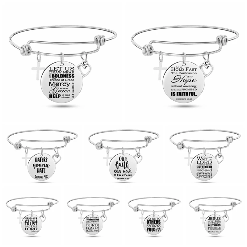 Классические христианские Библии крест браслеты женские серебряные из