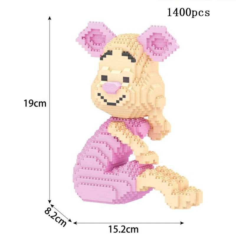 

Disney Cartoon Winnie Pooh Bear Figures Micro Diamond Blocks Piglet Building Brick Educational Toy Lovely Pig