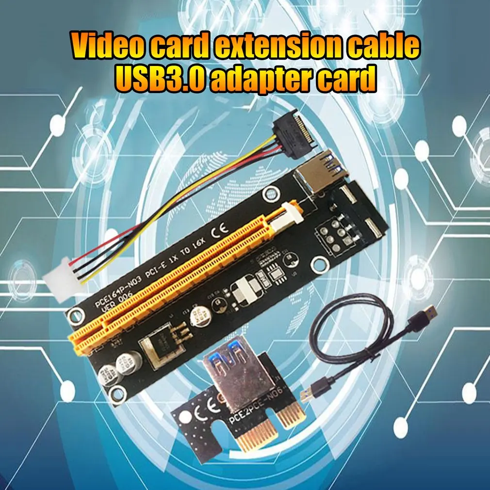 

10pcs VER006C 1x to 16x PCI Express PCIE PCI-E Riser Card 006C Extender 60cm USB 3.0 Cable SATA to 6Pin BTC Mining Miner