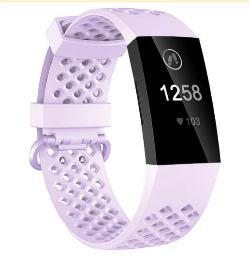 Фитнес-браслеты для Fitbit Charge 3 дышащий силиконовый ремешок на запястье спортивный браслет для активного отдыха умный аксессуар - Цвет: Light Purple