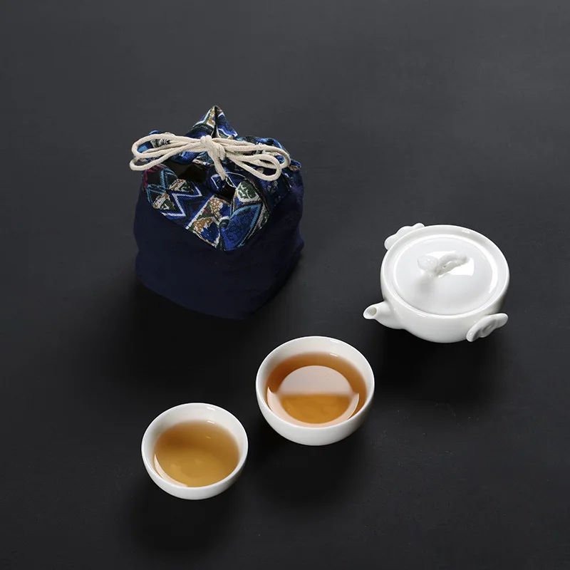 

Lanolin jade Kung Fu Tea Set 1 Teapot 2 Cups Travel Teapot Kettle Coffee Cup Pot Drinkware Tea Cups Gaiwan Outdoor Camping