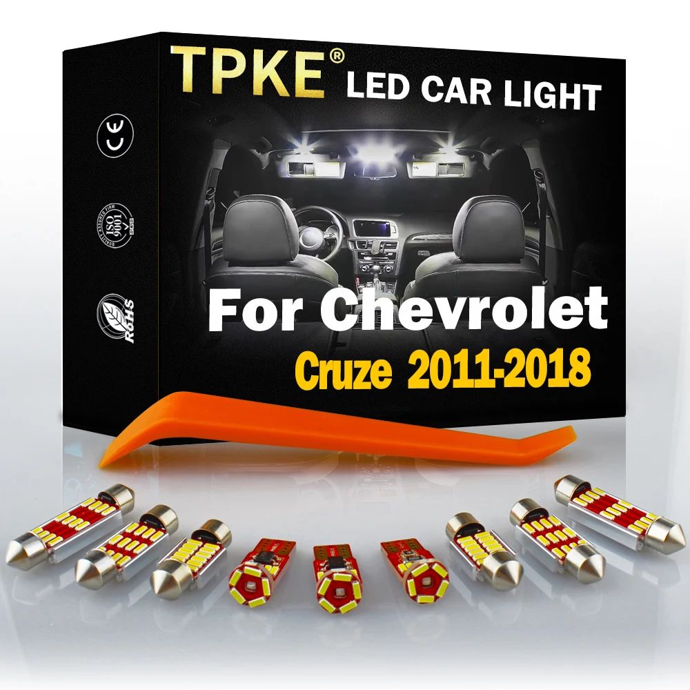

TPKE For 2011-2018 Chevrolet Cruze White Car Accessories Canbus Error Free LED Interior Reading Map Dome License Plate Light Kit