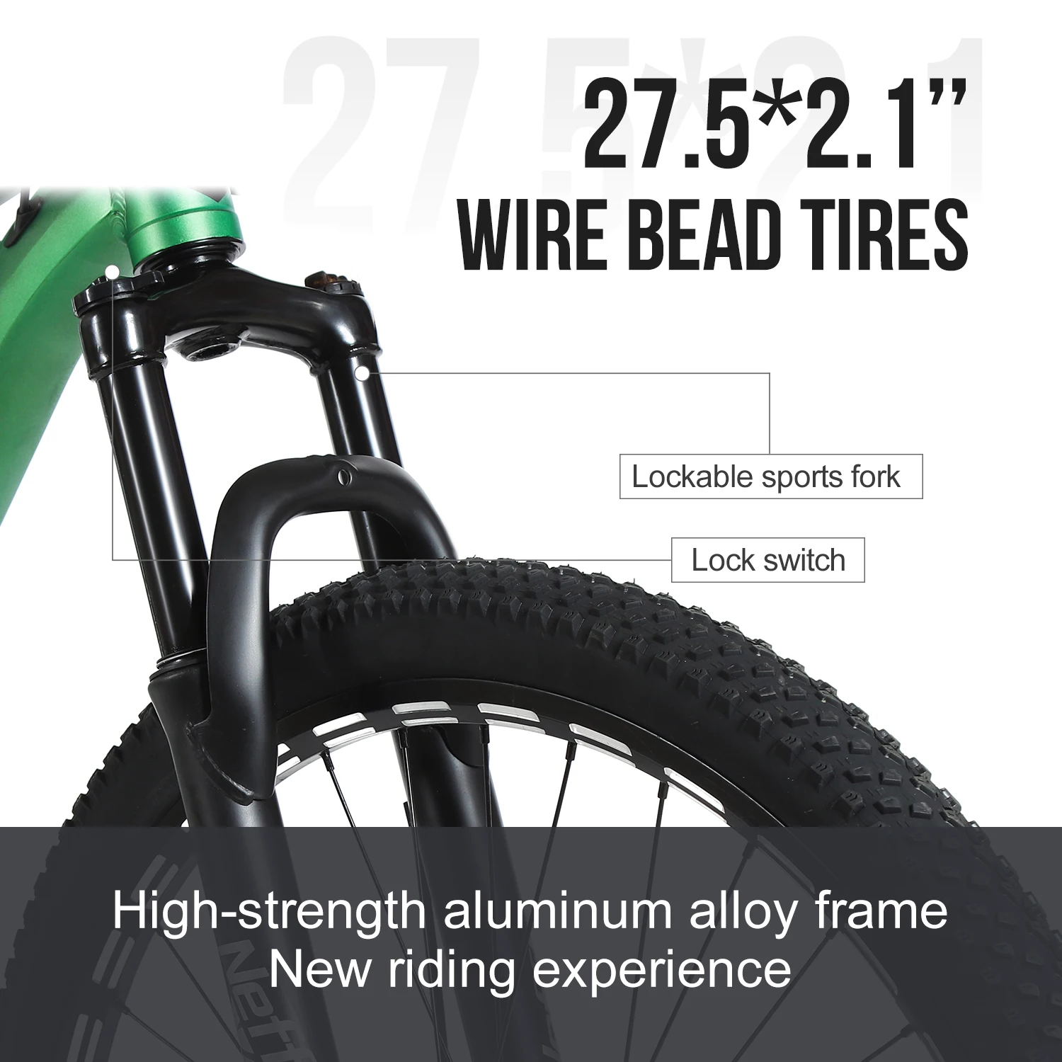 

24 Speed Mountain Bike 27.5* 2.1 Tire Bikes Shock Absorbers Bicycle High-strength Aluminum Frame Fresh Green Bicycle