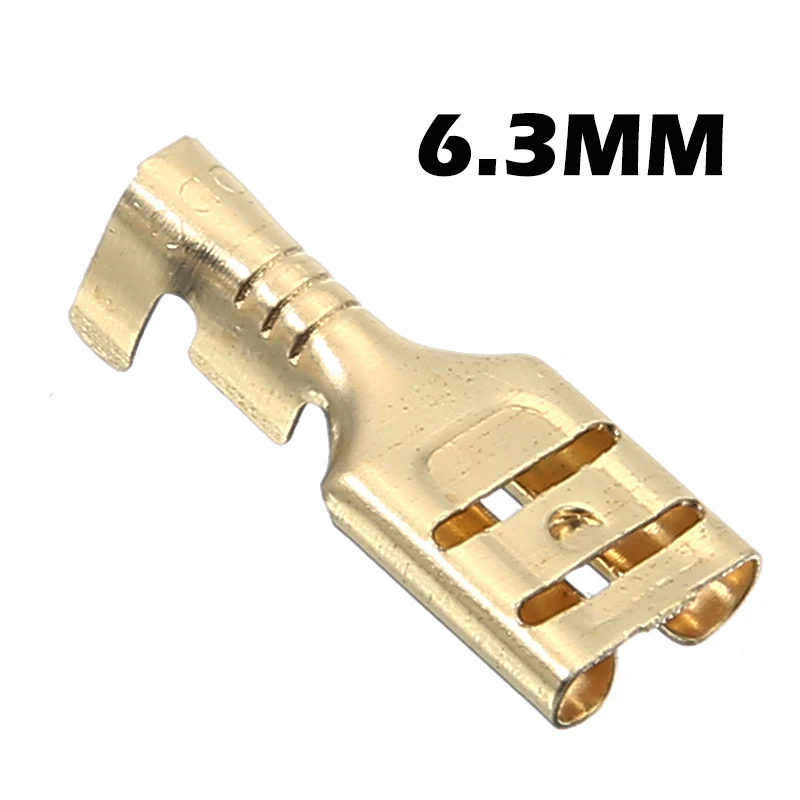 100 шт. Лопата терминал разъем 6 3 мм золотистыми латунными зубцами и лопата женский