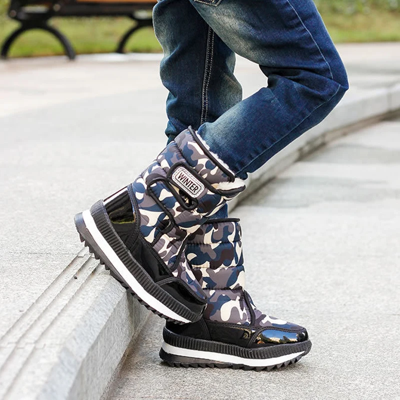 2020 детские ботинки зимние на платформе для девочек и мальчиков толстая плюшевая