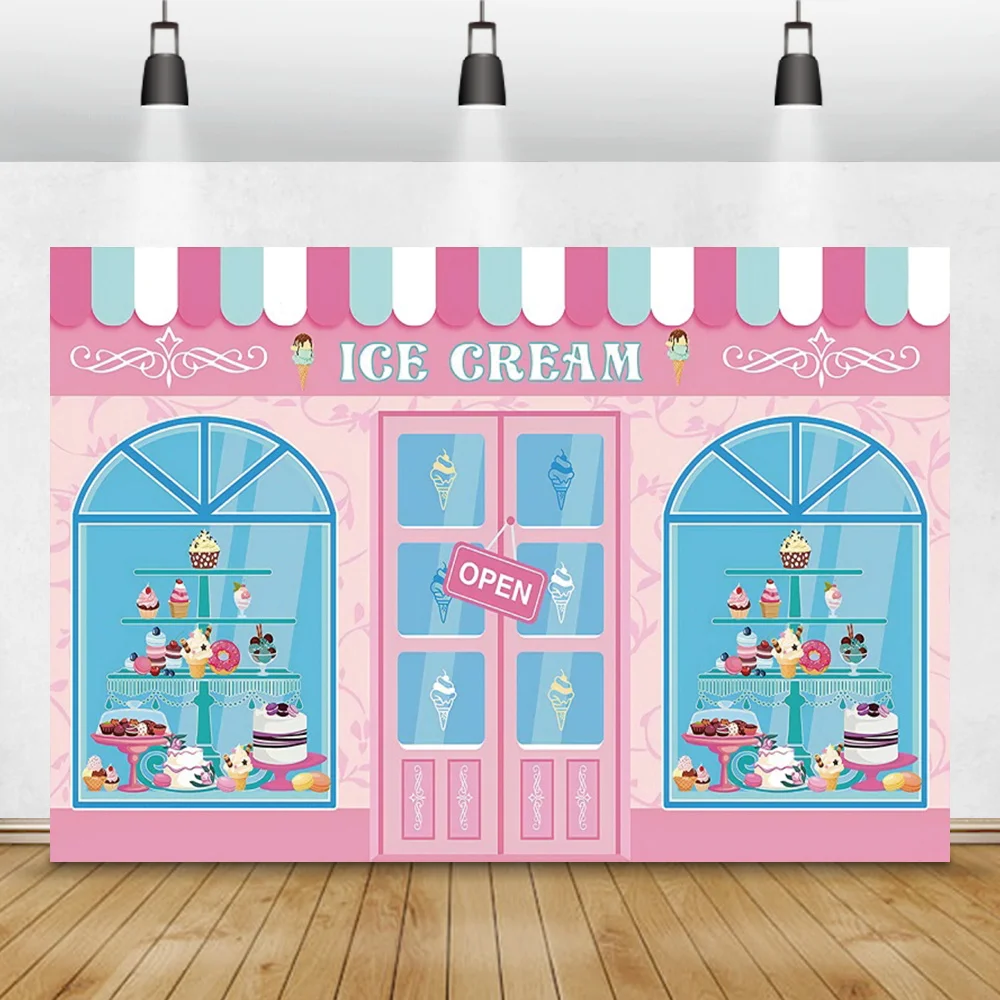 Мультяшный магазин мороженого детский день рождения фотография Фон Декор
