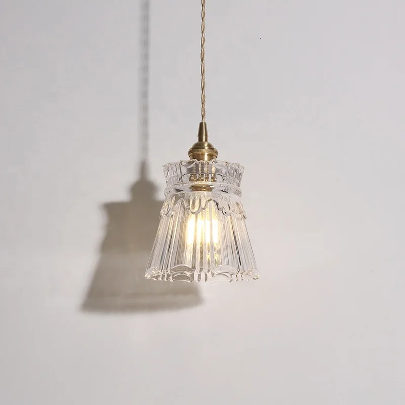 Плетеный полосатый стеклянный подвесной светильник в скандинавском стиле