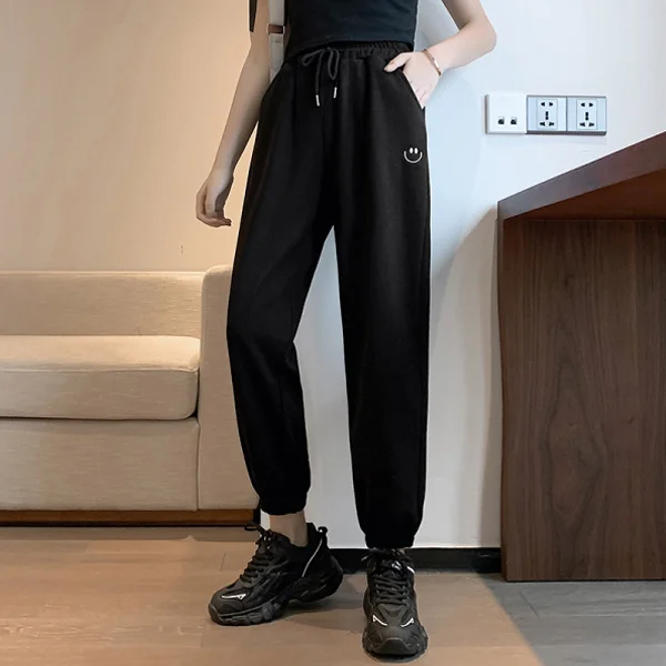 

2021 New Casual Sports Pants Women's Pants Loose Spring and Summer Thin and All-matching Slimming Black Ankle-tied