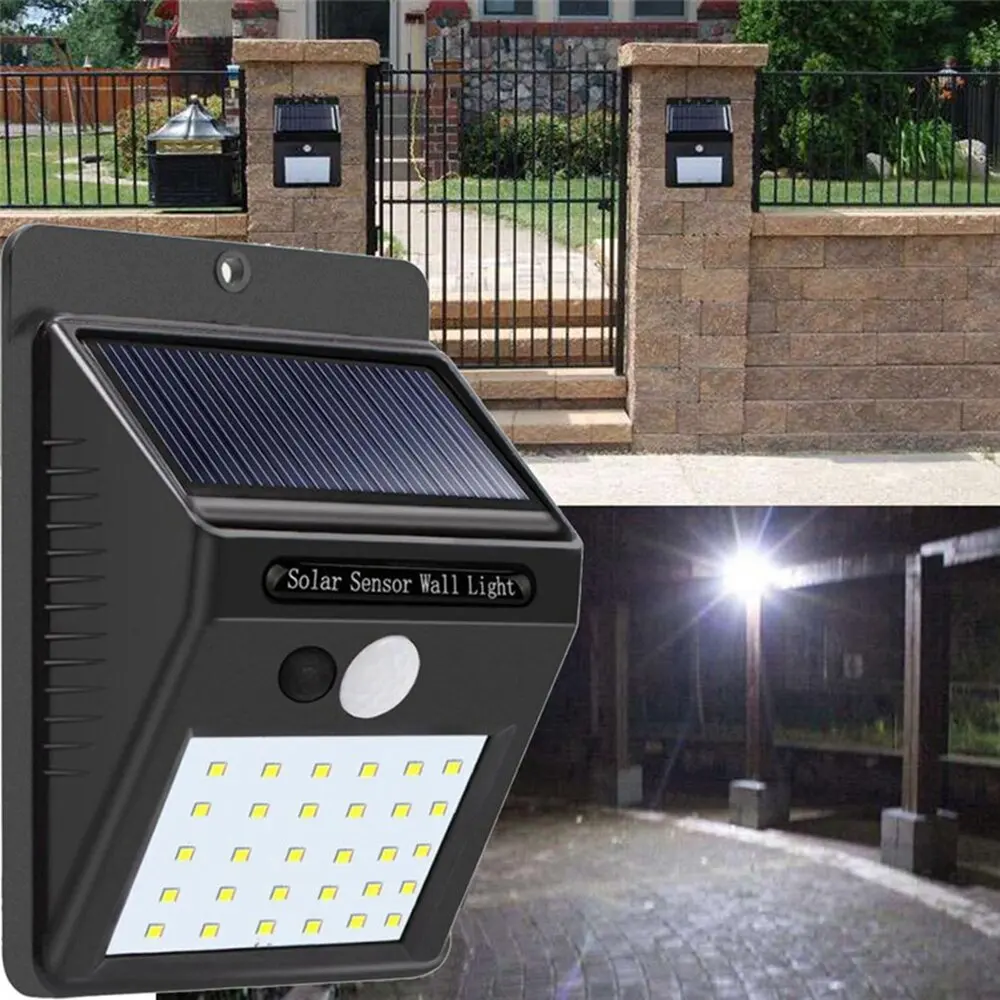Solar Power 30 LED PIR Motion Sensor Wall Light Waterproof Outdoor Path...