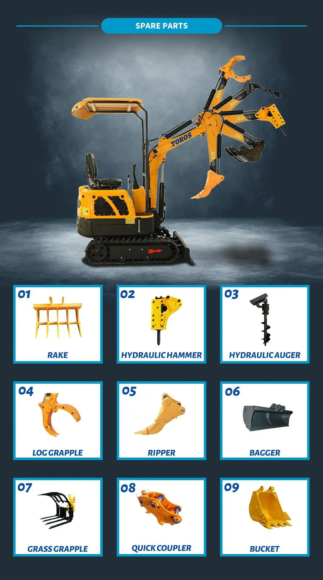 

TE10 China Best Quality Small Digge Rubber Track Mini Shovel Excavator