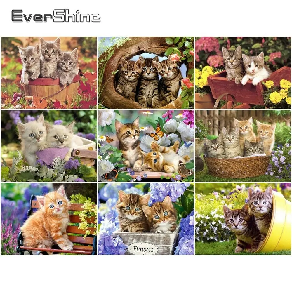 EverShine Tiger Алмазная картина Полный квадрат вышивка Вышивка крестом Домашний декор