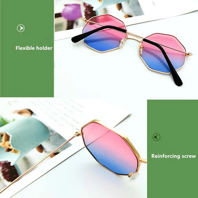 

iboode Retro Polygon Sunglasses Women Birthday Day Gift Vintage Brand Shades Black Pink Metal Sun Glasses For Female Fashion
