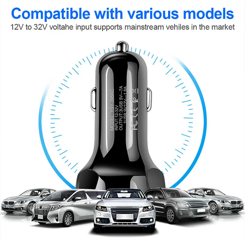 USLION Быстрая зарядка QC3.0 Mini 3 порта USB быстрое автомобильное зарядное устройство