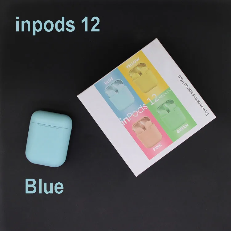 Синий Inpods 12 TWS беспроводные Bluetooth наушники всплывающие наушники сенсорные портативные наушники i12 TWS наушники - Цвет: Синий