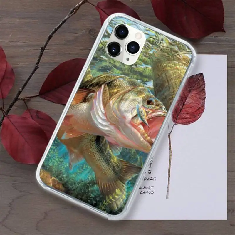 

Hunting Fishing art fish Phone Case Transparent for iPhone 11 12 mini pro XS MAX 8 7 6 6S Plus X 5S SE 2020 XR