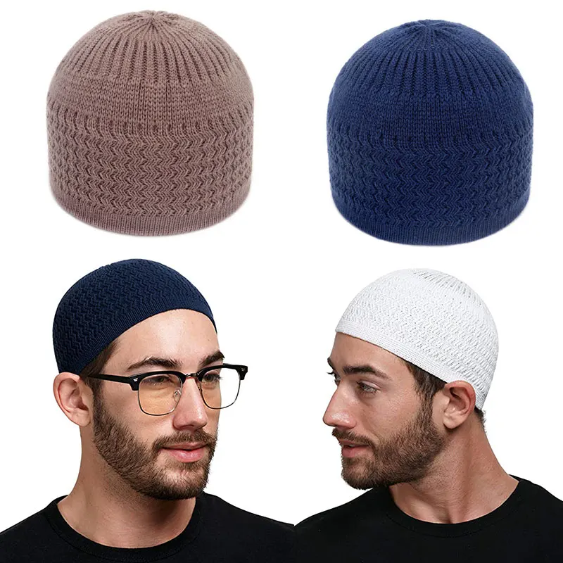 

Unise Knitted Muslim Prayer Hat Warm Islam Jewish Solid Color Beanie Cap for Men India Musulman Caps Arab Women Kippah Homme Hat