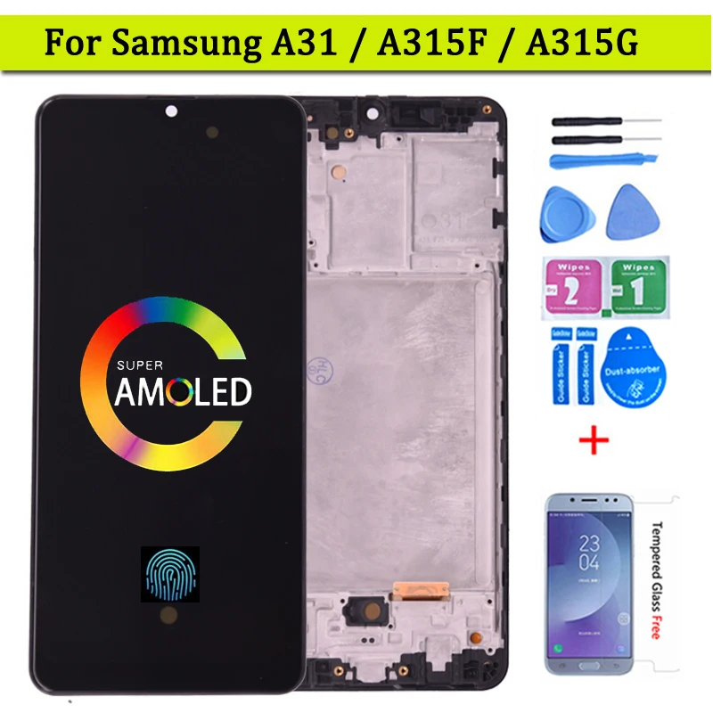 Pantalla Super AMOLED de 6,4 pulgadas para SAMSUNG GALAXY A31, A315, LCD con montaje de digitalizador de pantalla t&aacute;ctil para Samsung SM-A315F, A315G-0